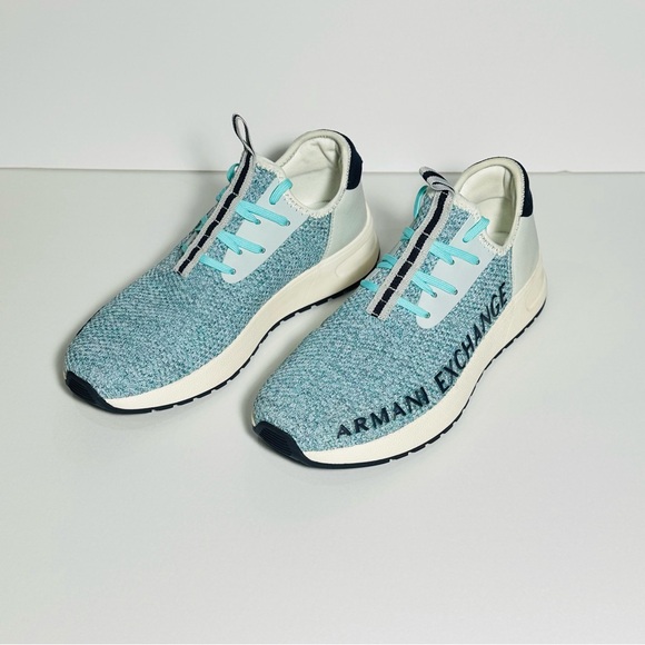 Armani Exchange Sneakers XUX058 Logo Sock Style Fabric Stretch Slip On Style - Picture 7 of 14